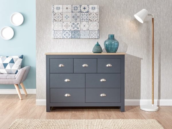 GFW Lancaster 3 plus 4 Drawer Merchants Chest Slate Blue Drawer Chest