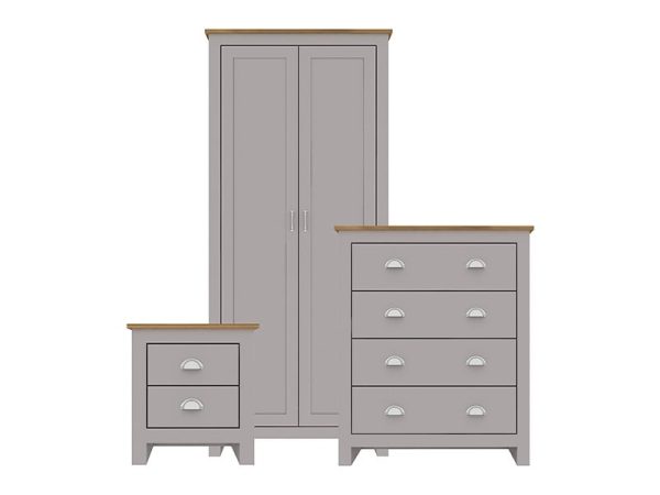 LPD Furniture Lancaster Grey and Oak 3 Piece Bedroom Set Bedroom Set