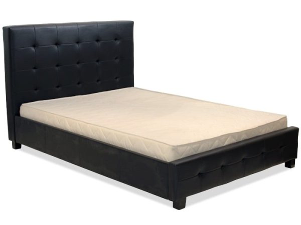 Heartlands Furniture Lattice PU Faux Leather Bed King Size Black Leather Bed