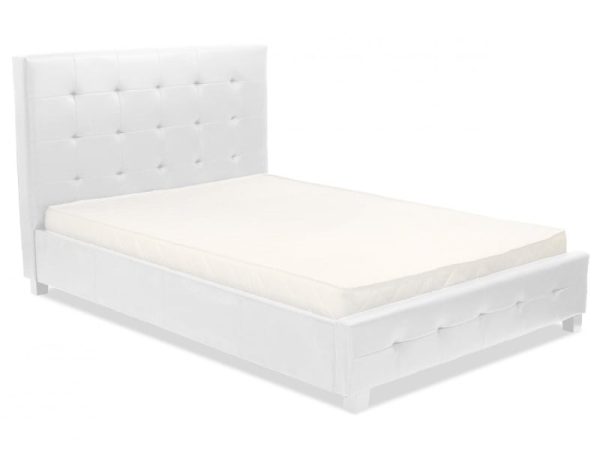 Heartlands Furniture Lattice PU Faux Leather Bed Double White Leather Bed