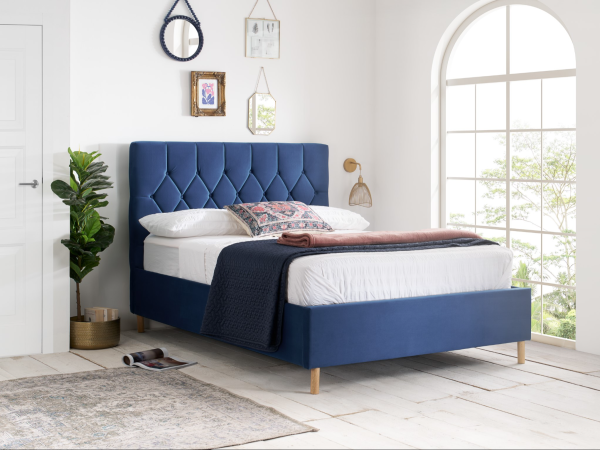 Birlea Loxley Small Double Blue Fabric Bed