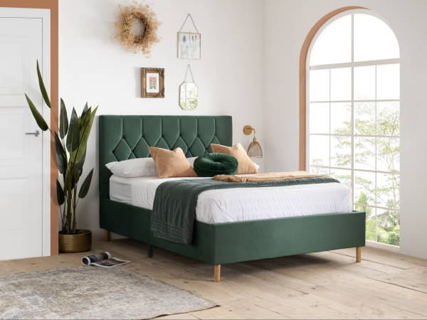 Birlea Loxley Small Double Green Fabric Bed