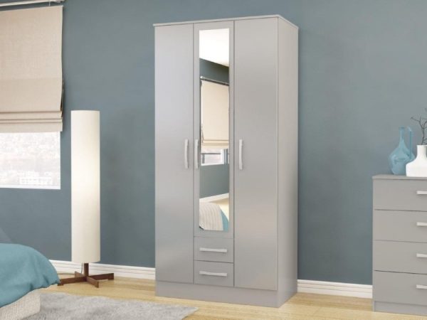 Birlea Lynx 3 Door 2 Drawer Wardrobe Grey Wardrobe