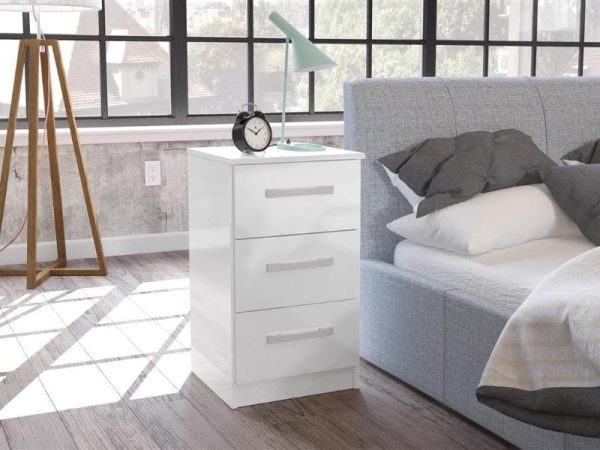 Birlea Lynx 3 Drawer Bedside White Bedside Chest