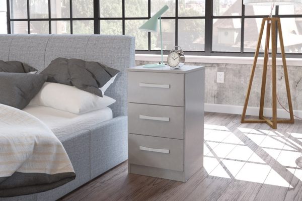 Birlea Lynx 3 Drawer Bedside Grey Bedside Chest