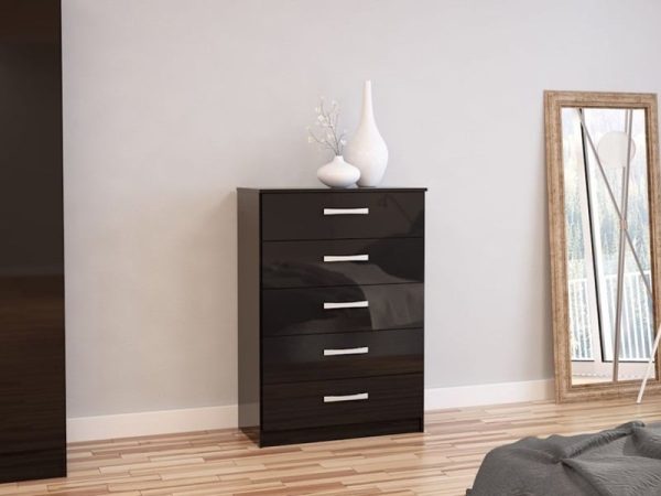 Birlea Lynx 5 Drawer Chest Black Drawer Chest