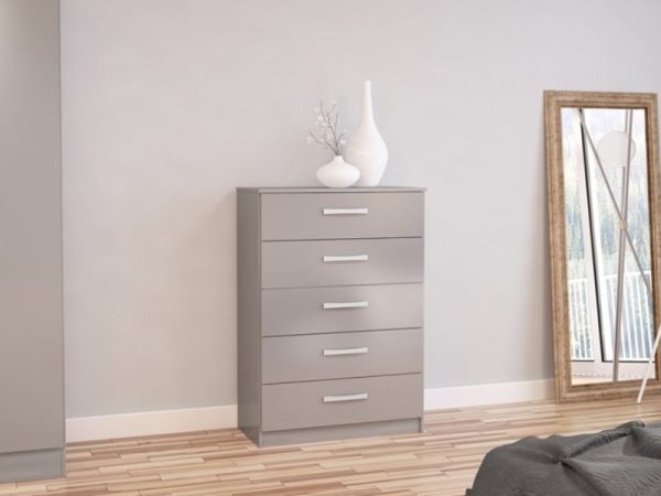 Birlea Lynx 5 Drawer Chest Grey Drawer Chest