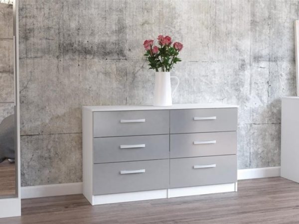 Birlea Lynx 6 Drawer Chest White and Grey Drawer Chest