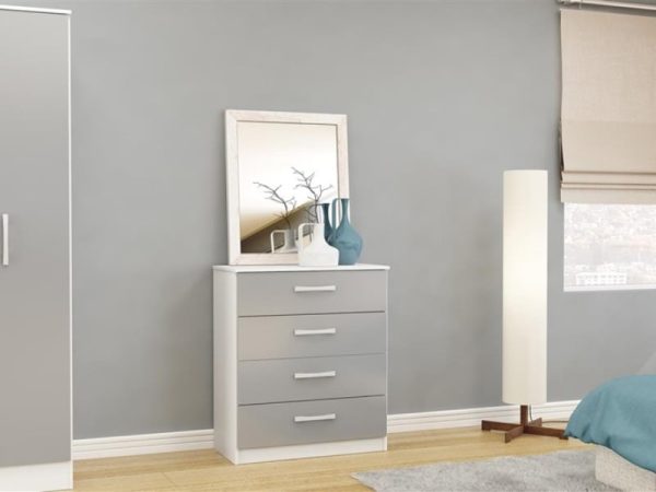 Birlea Lynx 4 Drawer Chest White and Grey Drawer Chest