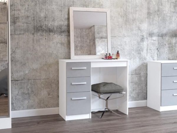 Birlea Lynx 3 Drawer Dressing Table White and Grey Dressing Table