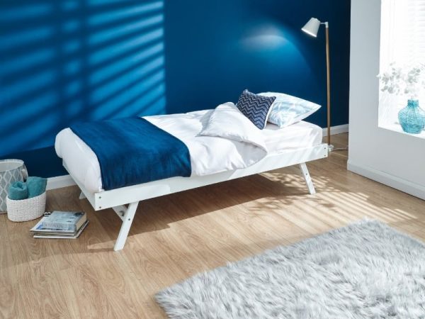 GFW Madrid Trundle Single White Stowaway Bed