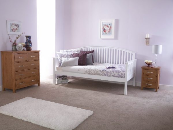 GFW Madrid Wooden Day Bed Only Single White Stowaway Bed