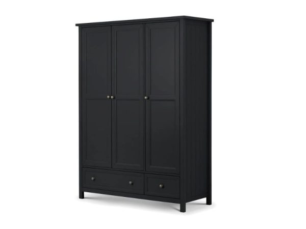 Julian Bowen Maine 3 Door Combination Wardrobe Anthracite Wardrobe