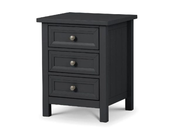 Julian Bowen Maine 3 Drawer Bedside Anthracite Bedside Chest