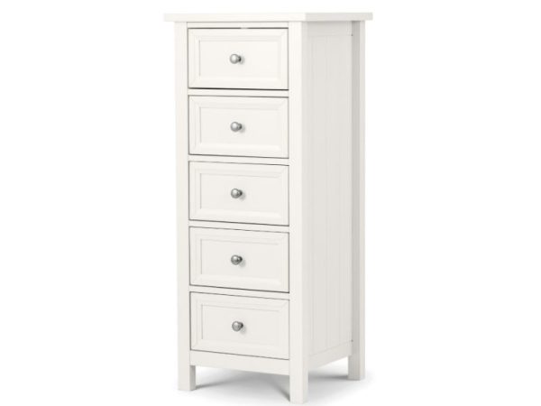 Julian Bowen Maine 5 Drawer Tall Chest Surf White Drawer Chest