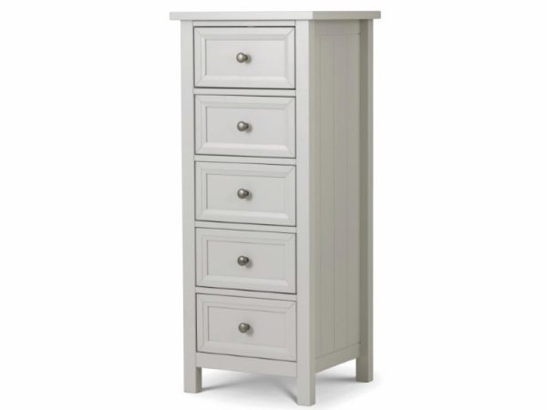 Julian Bowen Maine 5 Drawer Tall Chest Dove Grey Drawer Chest