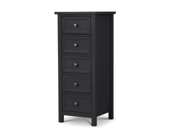 Julian Bowen Maine 5 Drawer Tall Chest Anthracite Drawer Chest