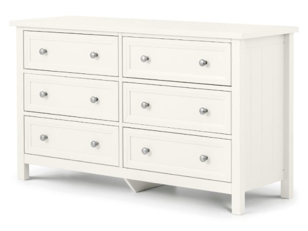 Julian Bowen Maine 6 Drawer Wide Chest Surf White Drawer Chest