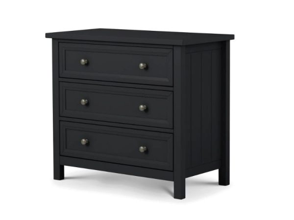 Julian Bowen Maine 3 Drawer Wide Chest Anthracite Drawer Chest