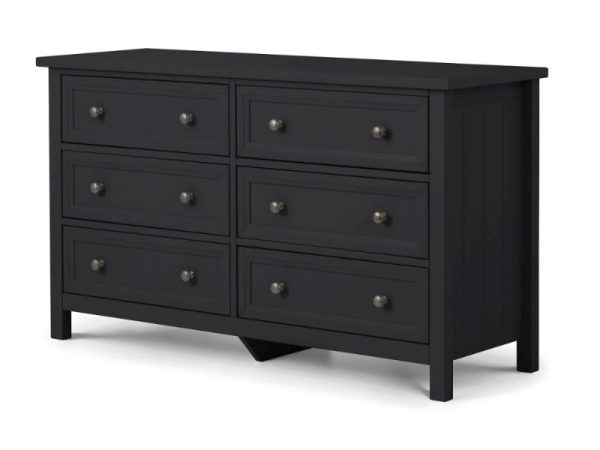 Julian Bowen Maine 6 Drawer Wide Chest Anthracite Drawer Chest