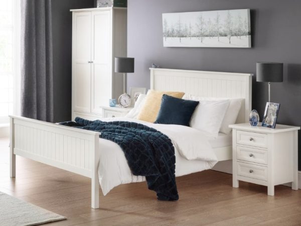 Julian Bowen Maine Bed Double Surf White Wooden Bed