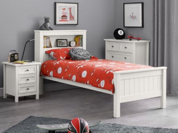 Julian Bowen Maine Bookcase Bed Single Surf White Wooden Bed