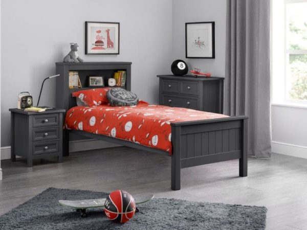 Julian Bowen Maine Bookcase Bed Single Anthracite Wooden Bed