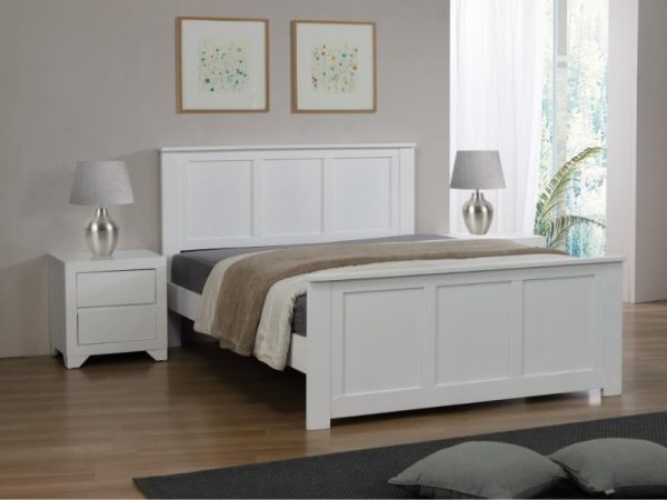 Heartlands Furniture Mali Bed White Double White Wooden Bed