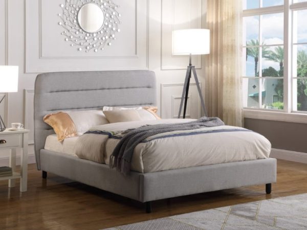 Heartlands Furniture Malibu Velvet Bed Light Grey King Size Grey Fabric Bed