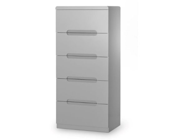 Julian Bowen Manhattan 5 Drawer Narrow Chest Grey Drawer Chest