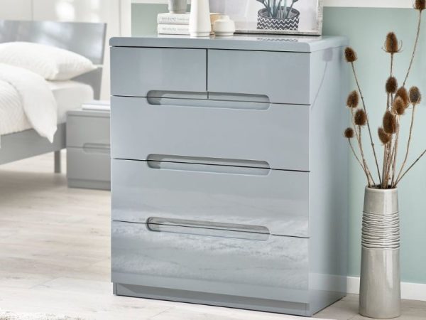 Julian Bowen Manhattan 3 plus 2 Drawer Chest Grey Drawer Chest