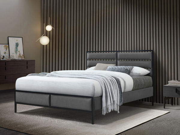 Flintshire Furniture Marford Double Grey Leather Bed