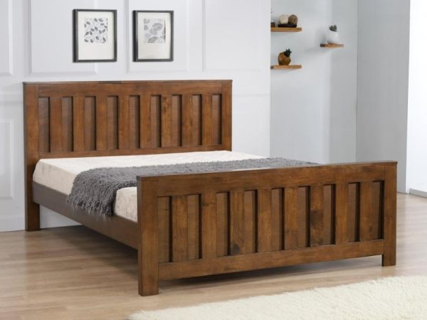 Heartlands Furniture Maxfield Bed Rustic Oak Double Oak Wooden Bed