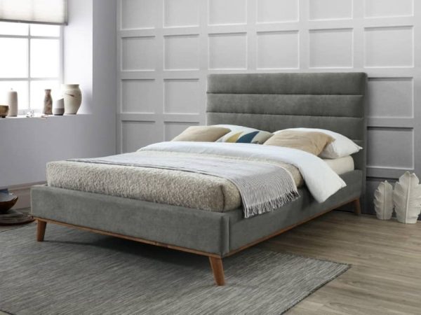 Time Living Mayfair Double Light Grey Fabric Bed