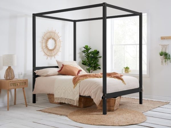 Birlea Mercia Four Poster Double Black Wooden Bed