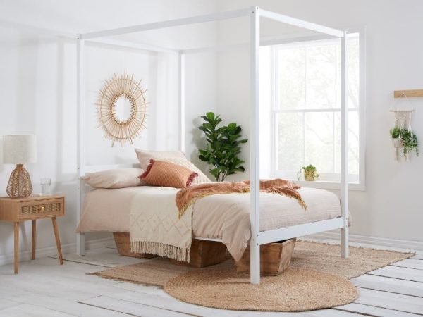 Birlea Mercia Four Poster King Size White Wooden Bed