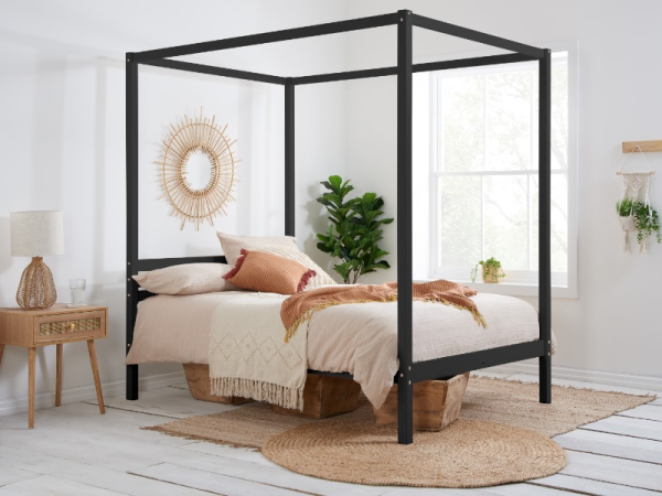 Birlea Mercia Four Poster King Size Black Wooden Bed