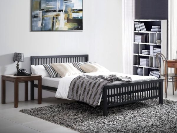 Time Living Meridian Small Double Black Metal Bed