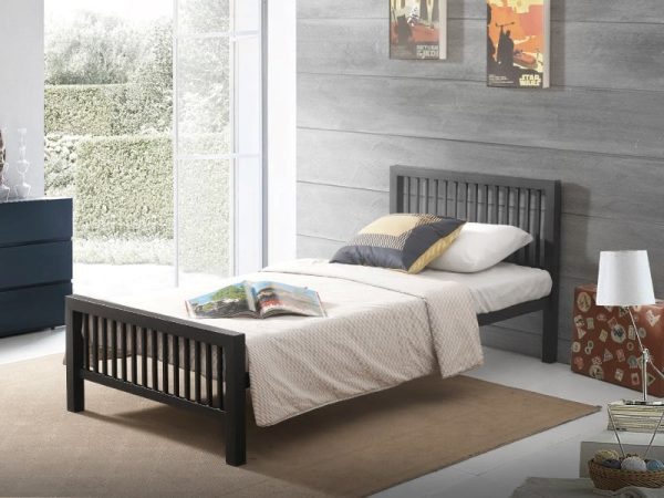 Time Living Meridian Single Black Metal Bed