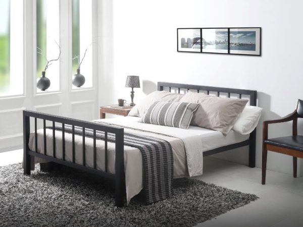 Time Living Metro Small Double Black Metal Bed