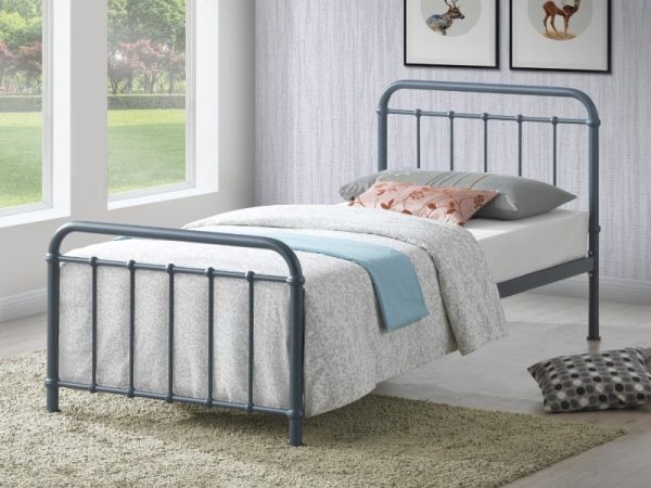 Time Living Miami Single Metal Grey Metal Bed