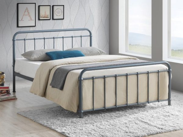 Time Living Miami King Size Metal Grey Metal Bed