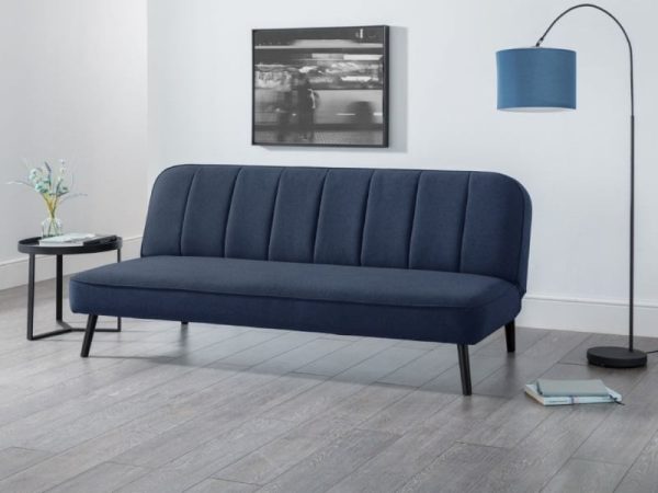 Julian Bowen Miro Curved Back Sofabed Small Single Blue Linen Sofa Bed