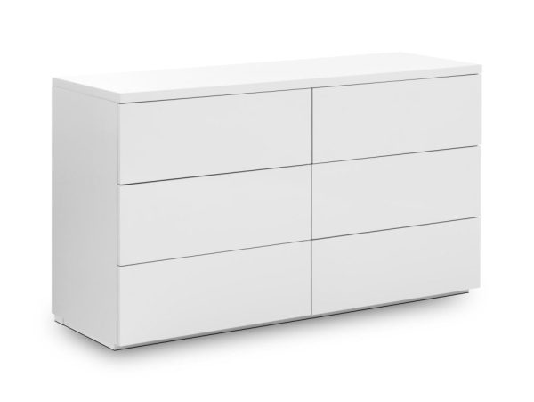 Julian Bowen Monaco 6 Drawer Wide Chest White Drawer Chest