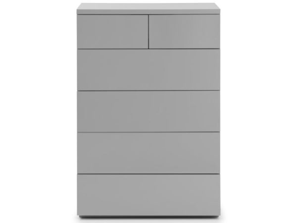 Julian Bowen Monaco 4 plus 2 Chest Grey Gloss Drawer Chest