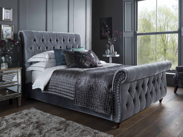 Flintshire Furniture Montana King Size Titanium Grey Fabric Bed