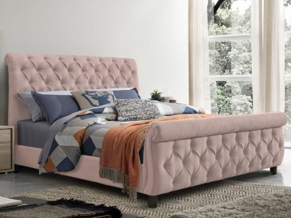 Westpoint Mills Morgan King Size Blush Pink Fabric Bed