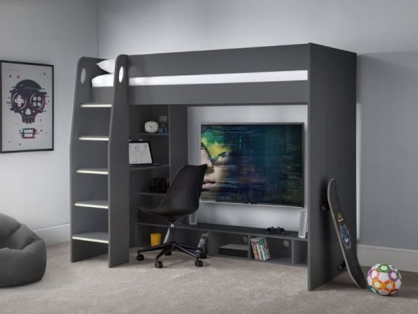 Julian Bowen Nebula Gaming Bed Single Anthracite High Sleeper