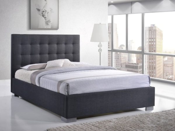 Time Living Nevada King Size Grey Fabric Bed