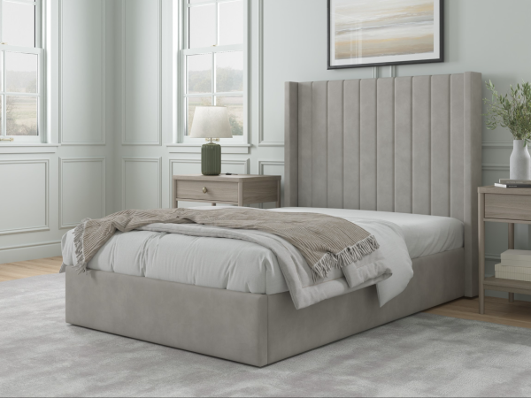 Snuggle Beds Noah Double Stone Grey Ottoman Bed